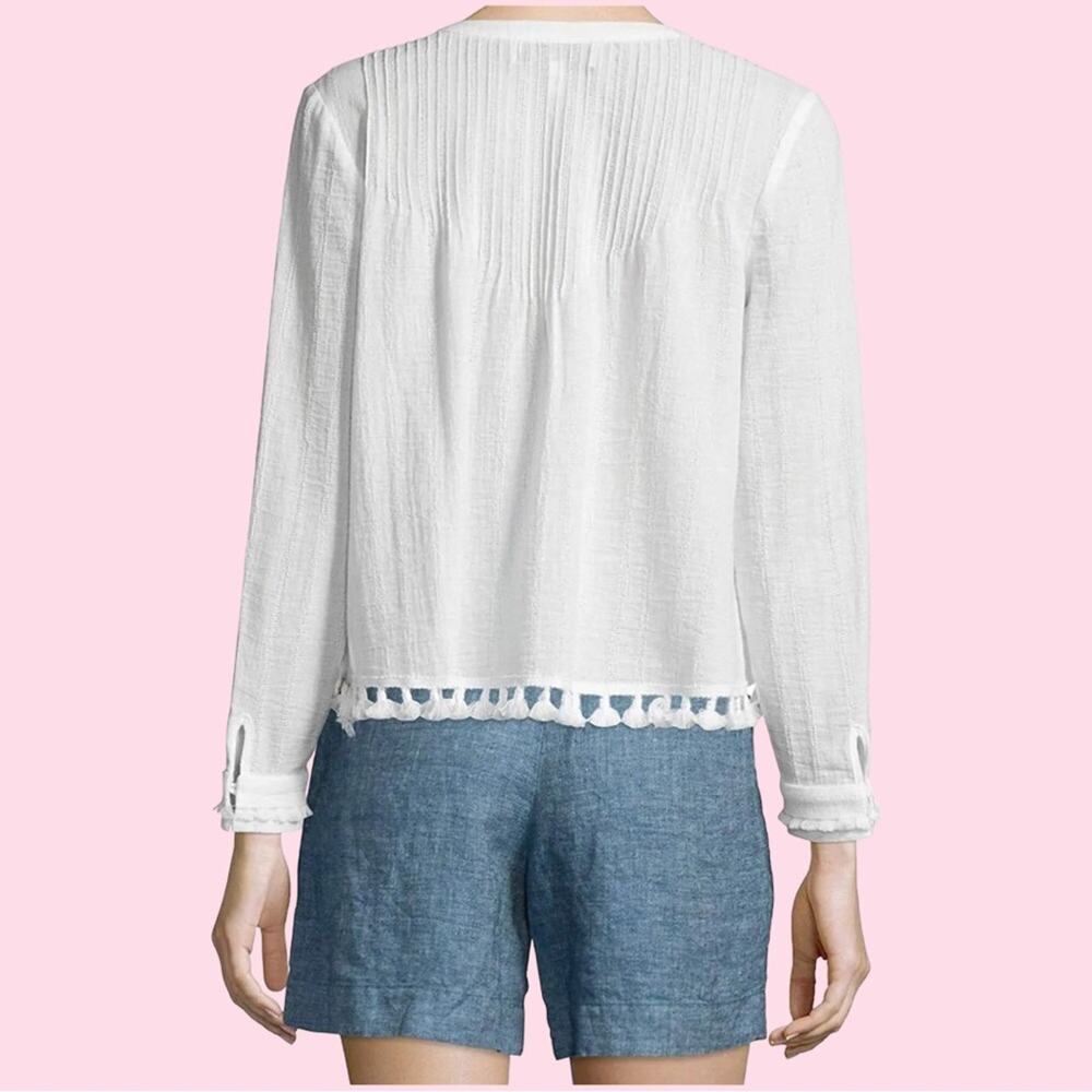 Derek Lam 10 Crosby Pintuck Tassel Trim Top 4 EUC - Picture 2 of 11